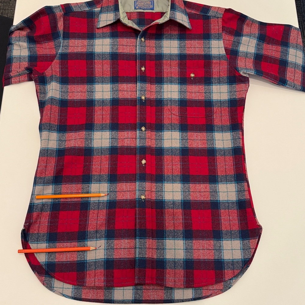 Pendleton Pure Virginia Wool Red Plaid Button-Dow… - image 4